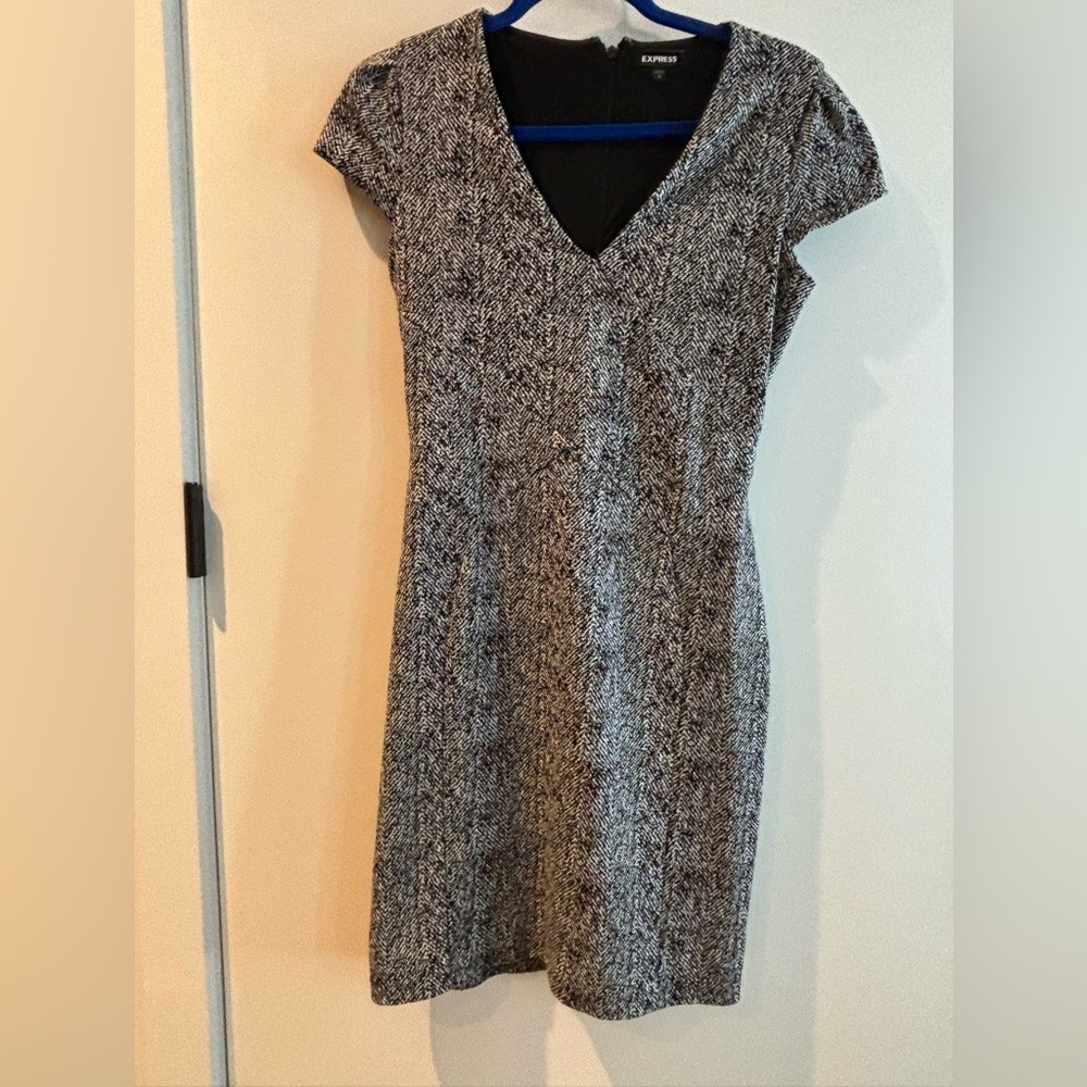 Express Black and White Sheath Midi Dress